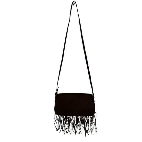 Boho Fringe Crossbody Bag Brown Suede Embroidered Floral Festival Hippie Purse - Picture 2 of 10